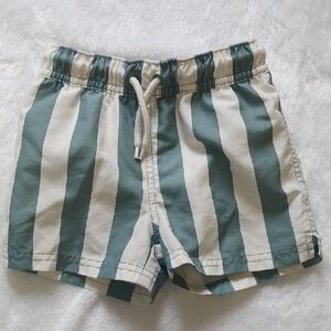Carter's Green and White Striped Kids Shorts